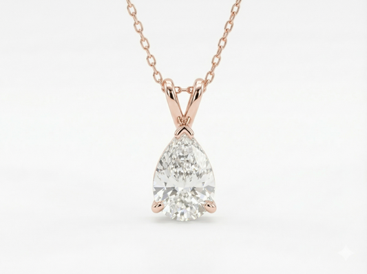 1.00 CT Pear Shape Diamond Pendant | Prong-Set Solitaire Drop Design