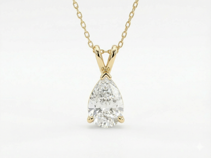 0.25 CT Pear Shape Diamond Pendant | Prong-Set Solitaire Drop Design