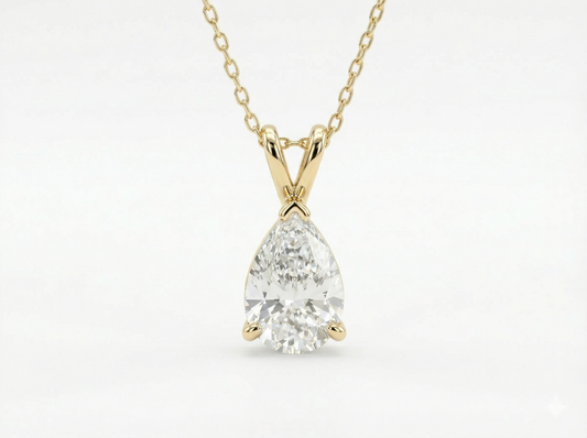 0.25 CT Pear Shape Diamond Pendant | Prong-Set Solitaire Drop Design