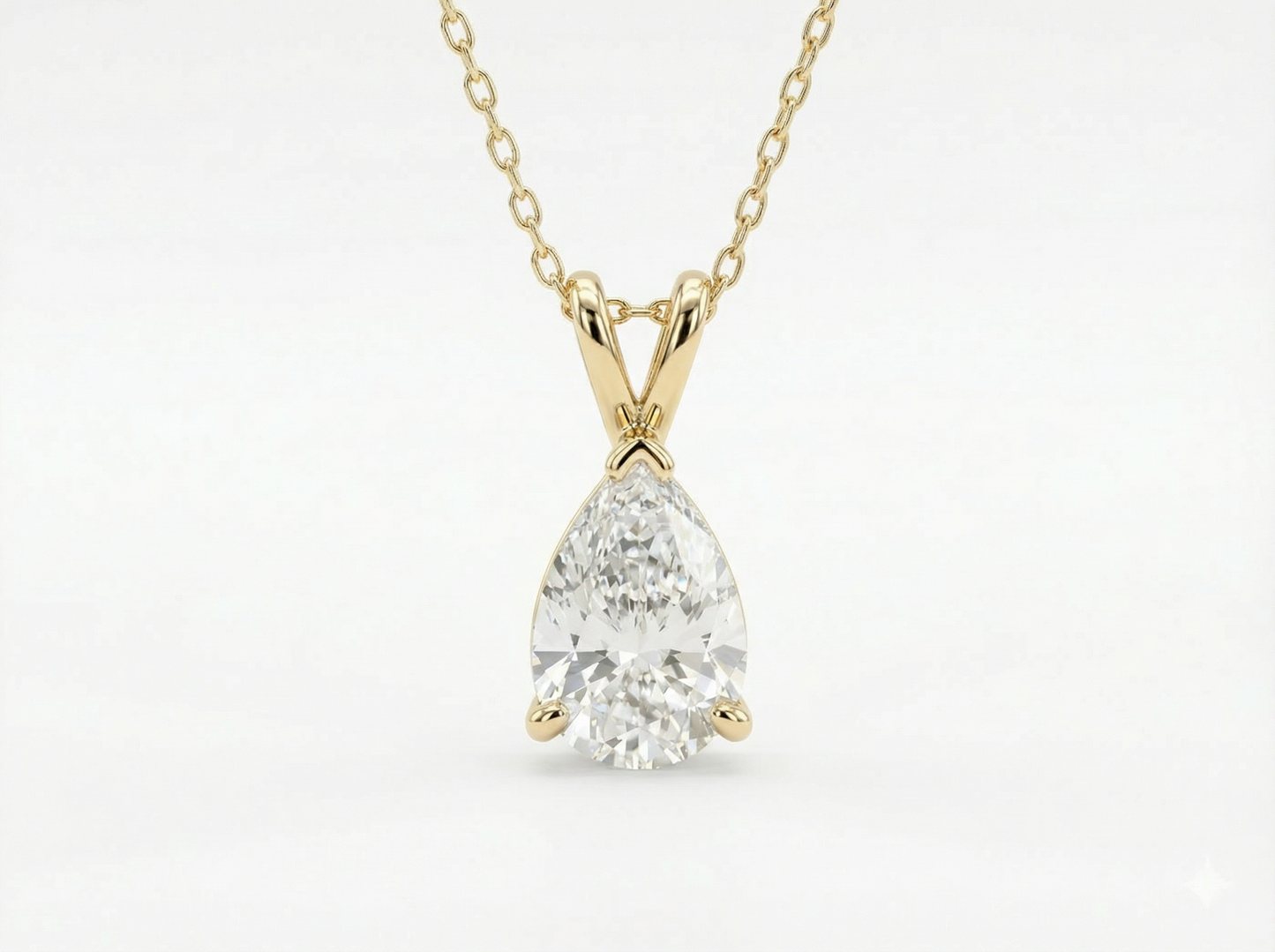 1.50 ct pear shape diamond pendant | prong-set solitaire drop design