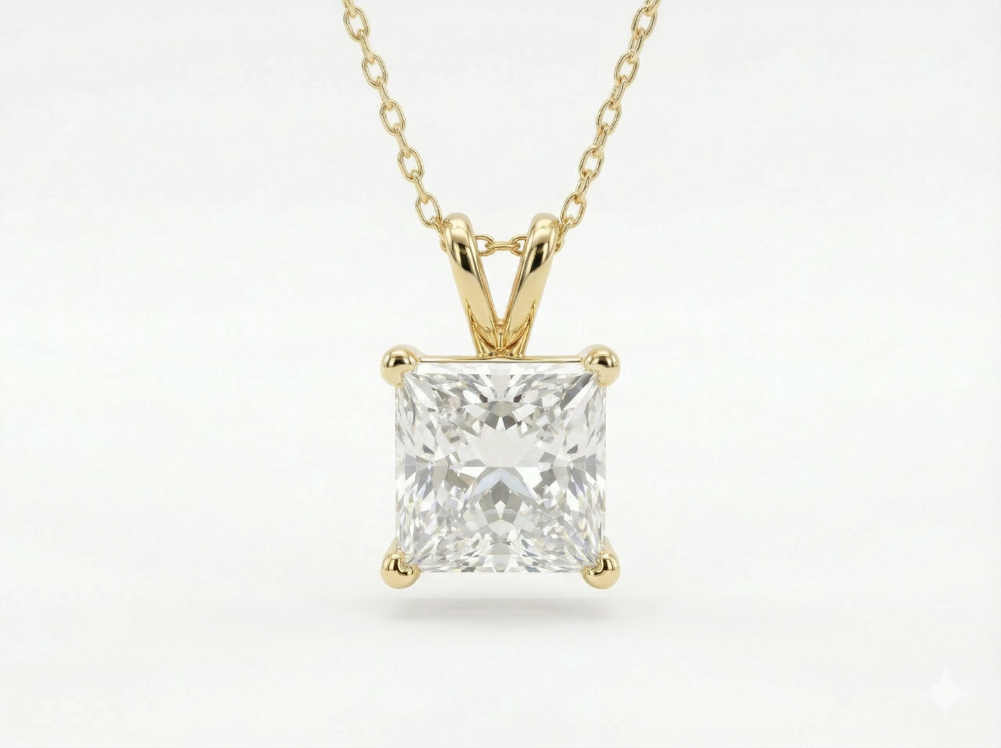 2.00 ct princess cut diamond pendant | four-prong solitaire design