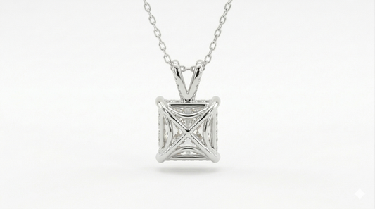 2.00 CT Princess Cut Diamond Pendant | Four-Prong Solitaire Design