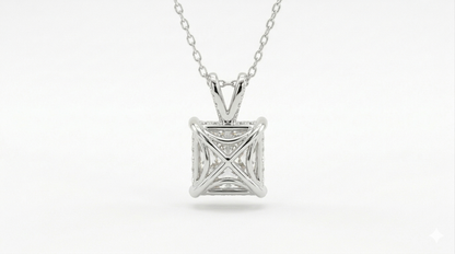 1.00 CT Princess Cut Diamond Pendant | Four-Prong Solitaire Design