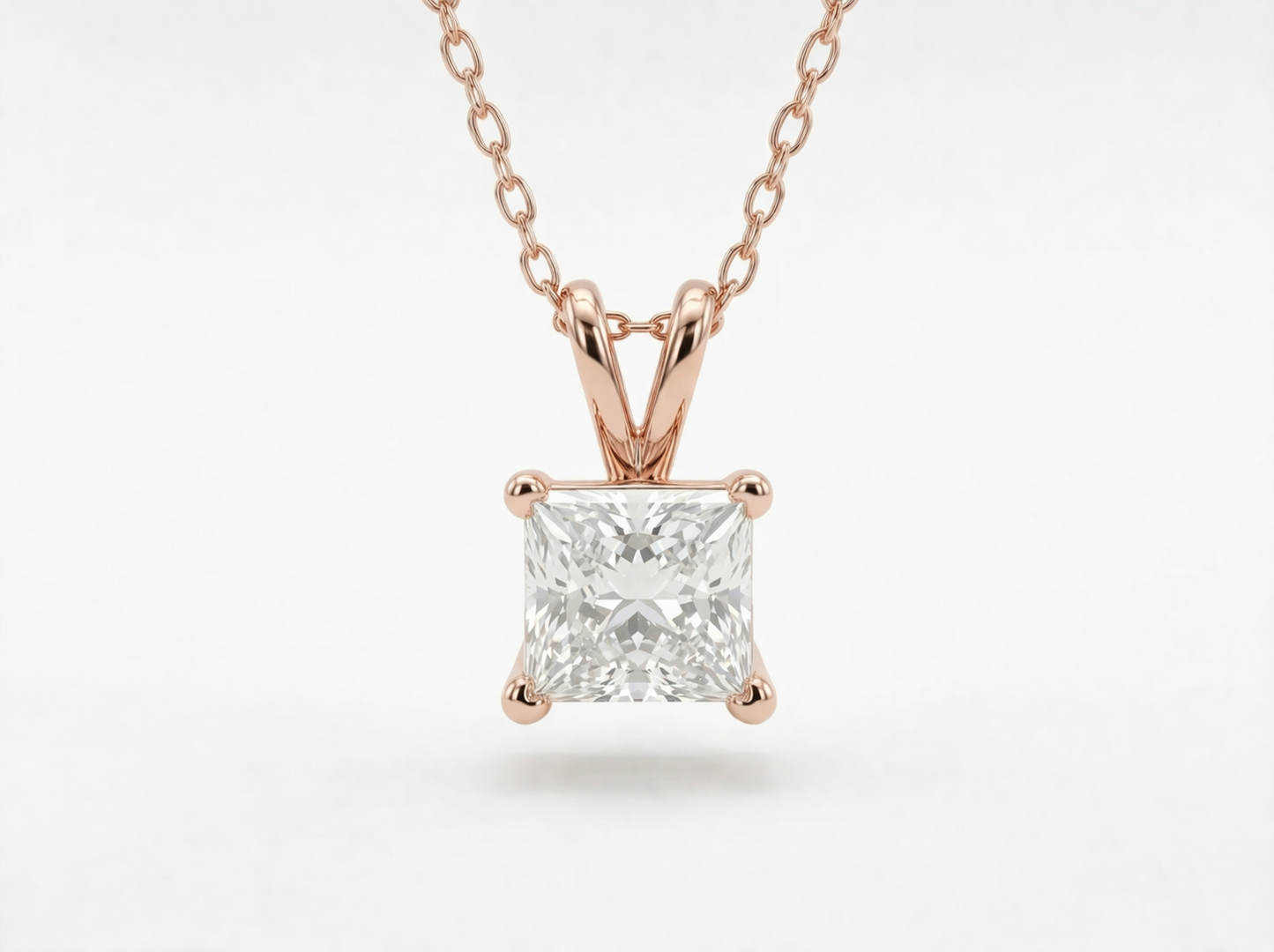2.00 ct princess cut diamond pendant | four-prong solitaire design