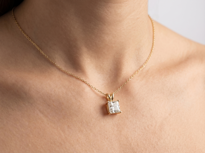2.00 CT Princess Cut Diamond Pendant | Four-Prong Solitaire Design
