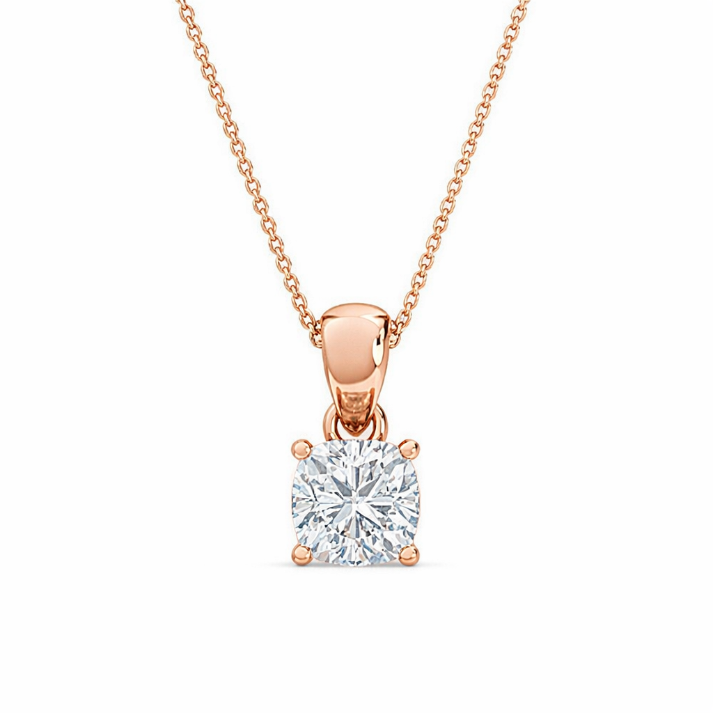 1.00 ct round diamond pendant | four-prong solitaire design