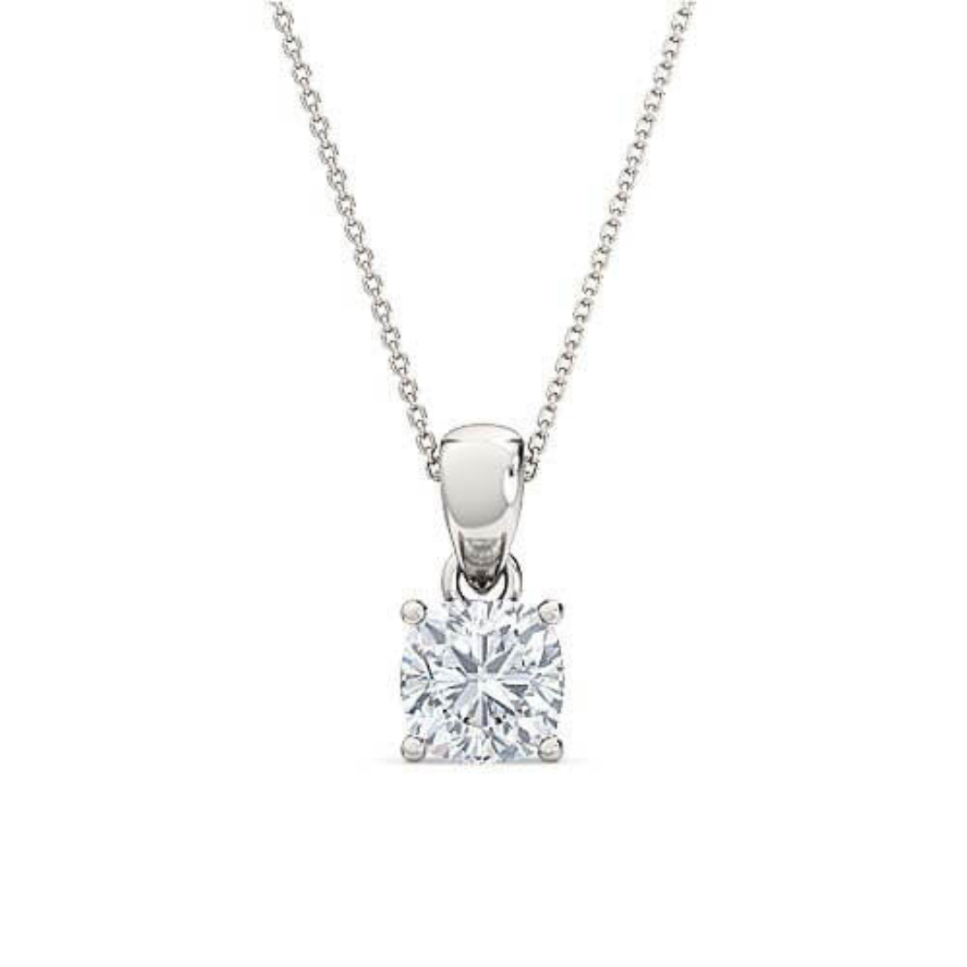 1.00 ct round diamond pendant | four-prong solitaire design