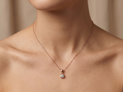 1.00 CT Round Diamond Pendant | Four-Prong Solitaire Design