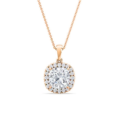Double Halo Diamond Solitaire Pendant | Handcrafted Round Brilliant Jewelry