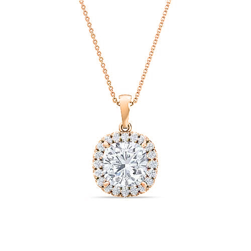 Double Halo Diamond Solitaire Pendant | Handcrafted Round Brilliant Jewelry