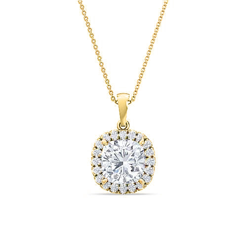 Double Halo Diamond Solitaire Pendant | Handcrafted Round Brilliant Jewelry