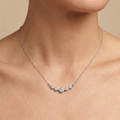 Journey Diamond Pendant | Four Round Cut Bezel Set Jewelry