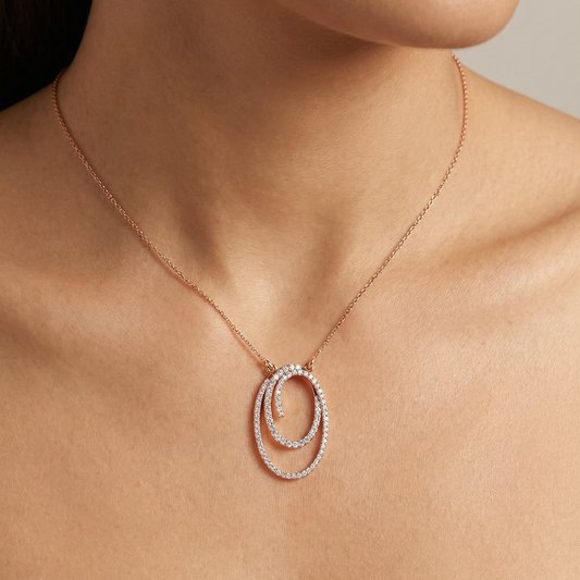Round Spiral Diamond Pendant | Pavé Round Cut Classic Jewelry