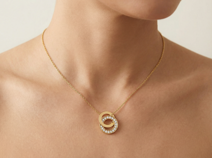 Interlocking Circle Diamond Pendant | Round Cut Diamond Together Forever Symbol Jewelry