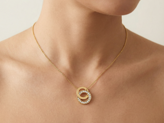 Interlocking Circle Diamond Pendant | Round Cut Diamond Together Forever Symbol Jewelry