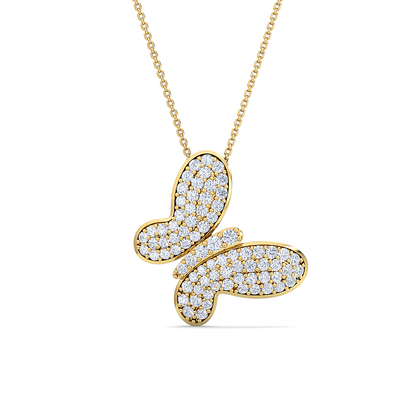 Pavé Butterfly Diamond Pendent | Openwork Round Brilliant Diamond Jewelry