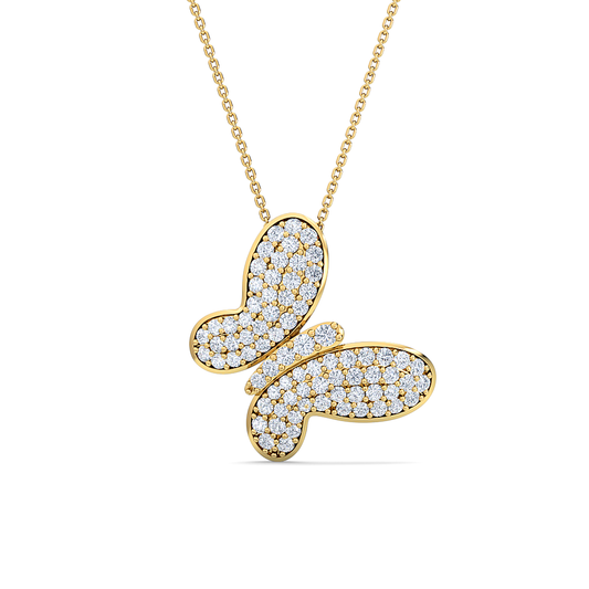 Pavé Butterfly Diamond Pendent | Openwork Round Brilliant Diamond Jewelry