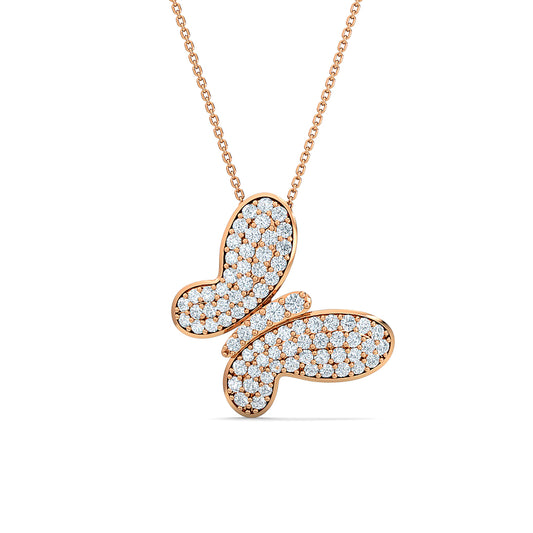 Pavé Butterfly Diamond Pendent | Openwork Round Brilliant Diamond Jewelry
