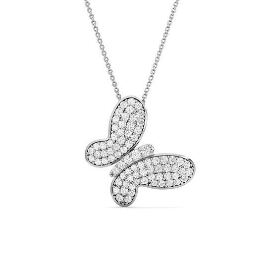 Pavé Butterfly Diamond Pendent | Openwork Round Brilliant Diamond Jewelry