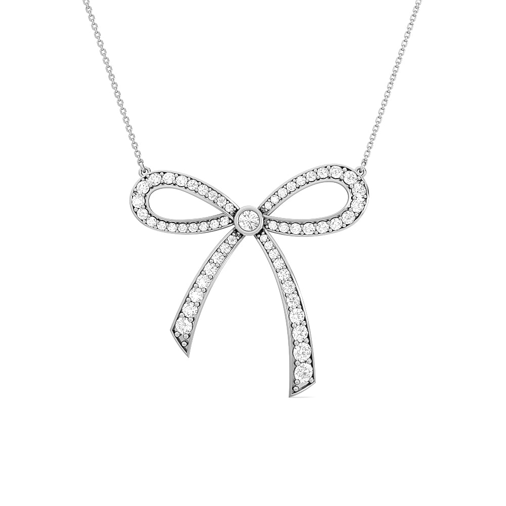 bow diamond pendant | vintage round cut diamond statement jewelry