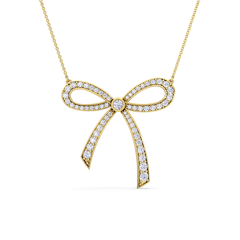bow diamond pendant | vintage round cut diamond statement jewelry