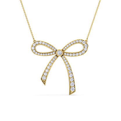 Bow Diamond Pendant | Vintage Round Cut Diamond Statement Jewelry