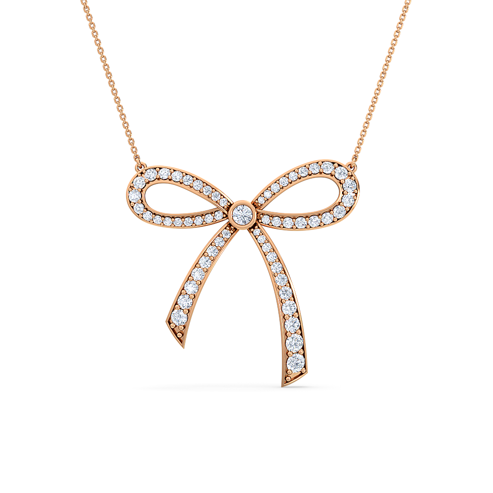 bow diamond pendant | vintage round cut diamond statement jewelry
