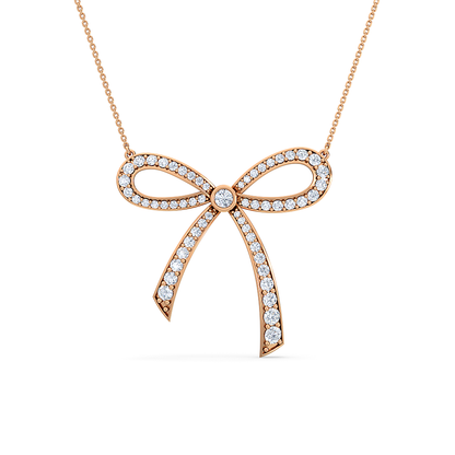 Bow Diamond Pendant | Vintage Round Cut Diamond Statement Jewelry