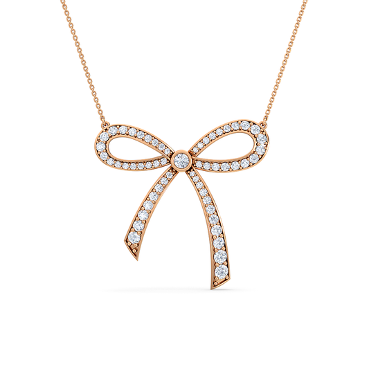 Bow Diamond Pendant | Vintage Round Cut Diamond Statement Jewelry