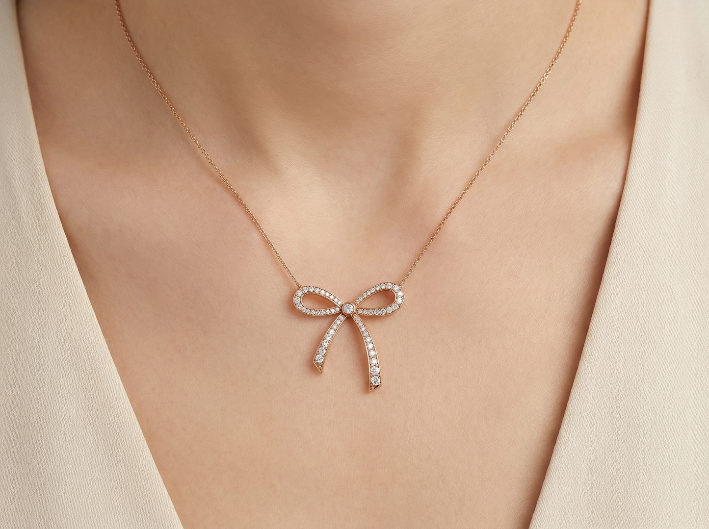 bow diamond pendant | vintage round cut diamond statement jewelry