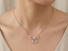 Bow Diamond Pendant | Round Diamond Delicate Bow Statement Jewelry