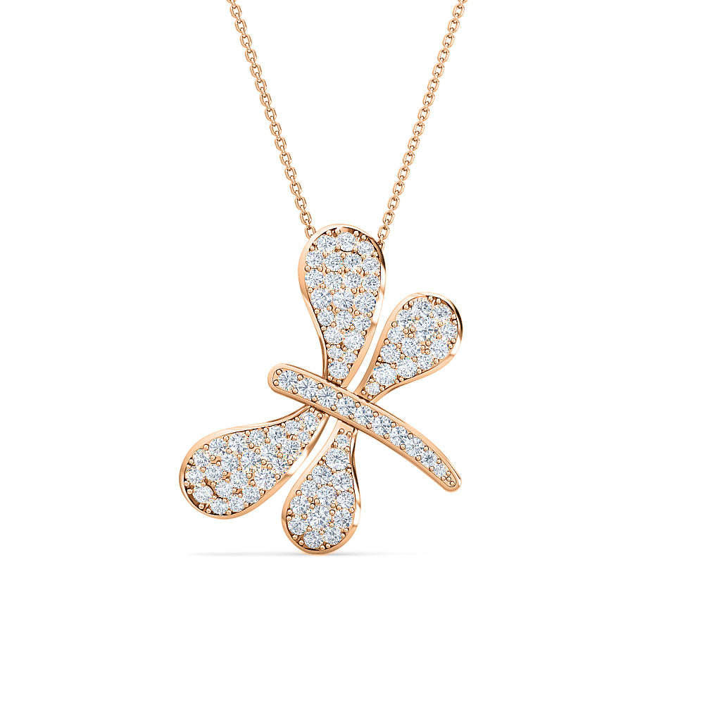 dragonfly diamond pendant | round cut diamond stunning statement jewelry