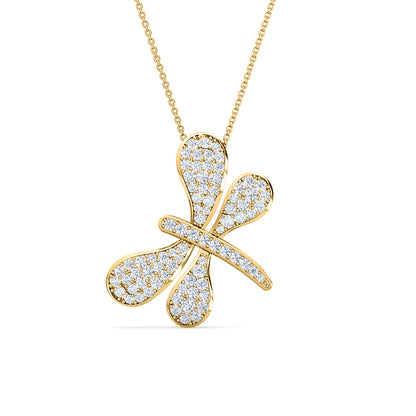 Dragonfly Diamond Pendant | Round Cut Diamond Stunning Statement Jewelry