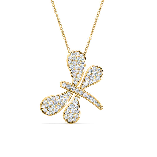 Dragonfly Diamond Pendant | Round Cut Diamond Stunning Statement Jewelry