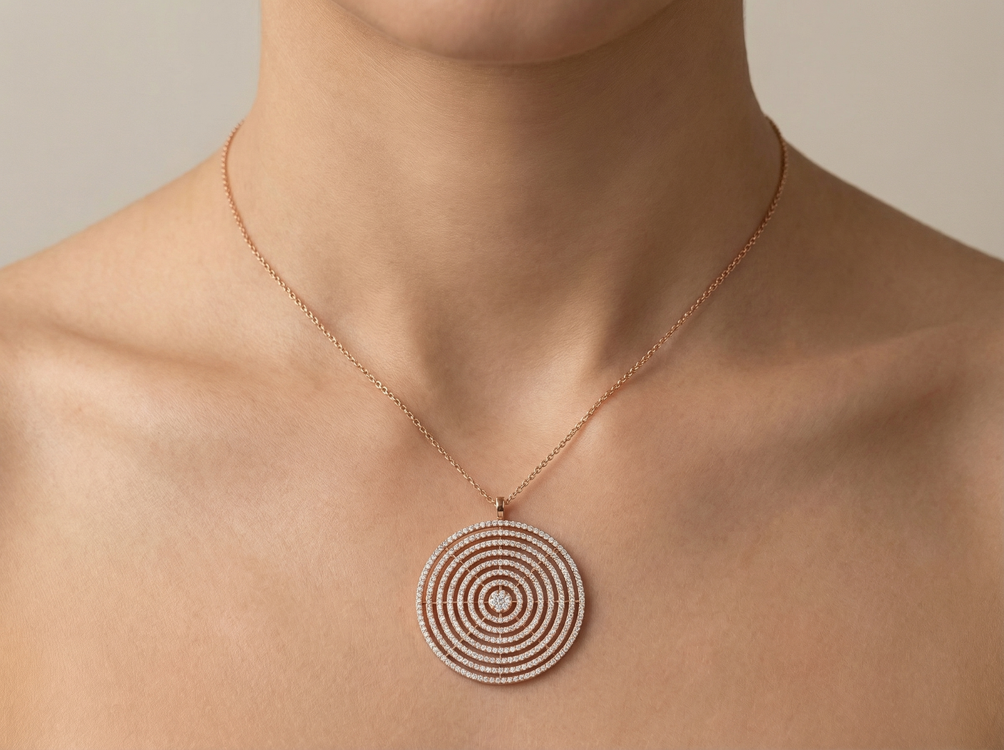 multi circular diamond pendant | contemporary asymmetrical handcrafted luxury jewelry