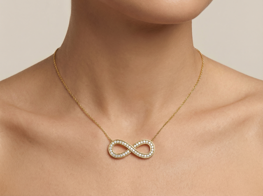 Infinity Diamond Pendant | 33 Round Cut Diamonds Endless Love Symbol Jewelry