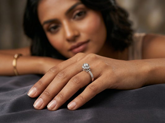 Round Brilliant Diamond Halo Engagement Ring | Simple & Elegant Solitaire Setting