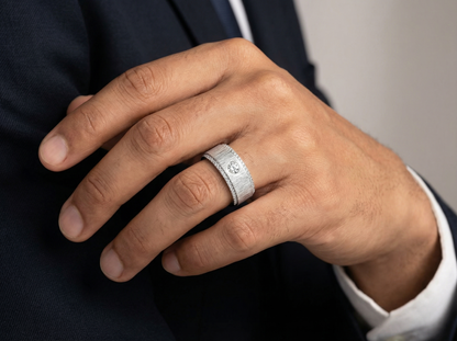 Men’s Round Solitaire Diamond Band | Brushed Finish Classic Design