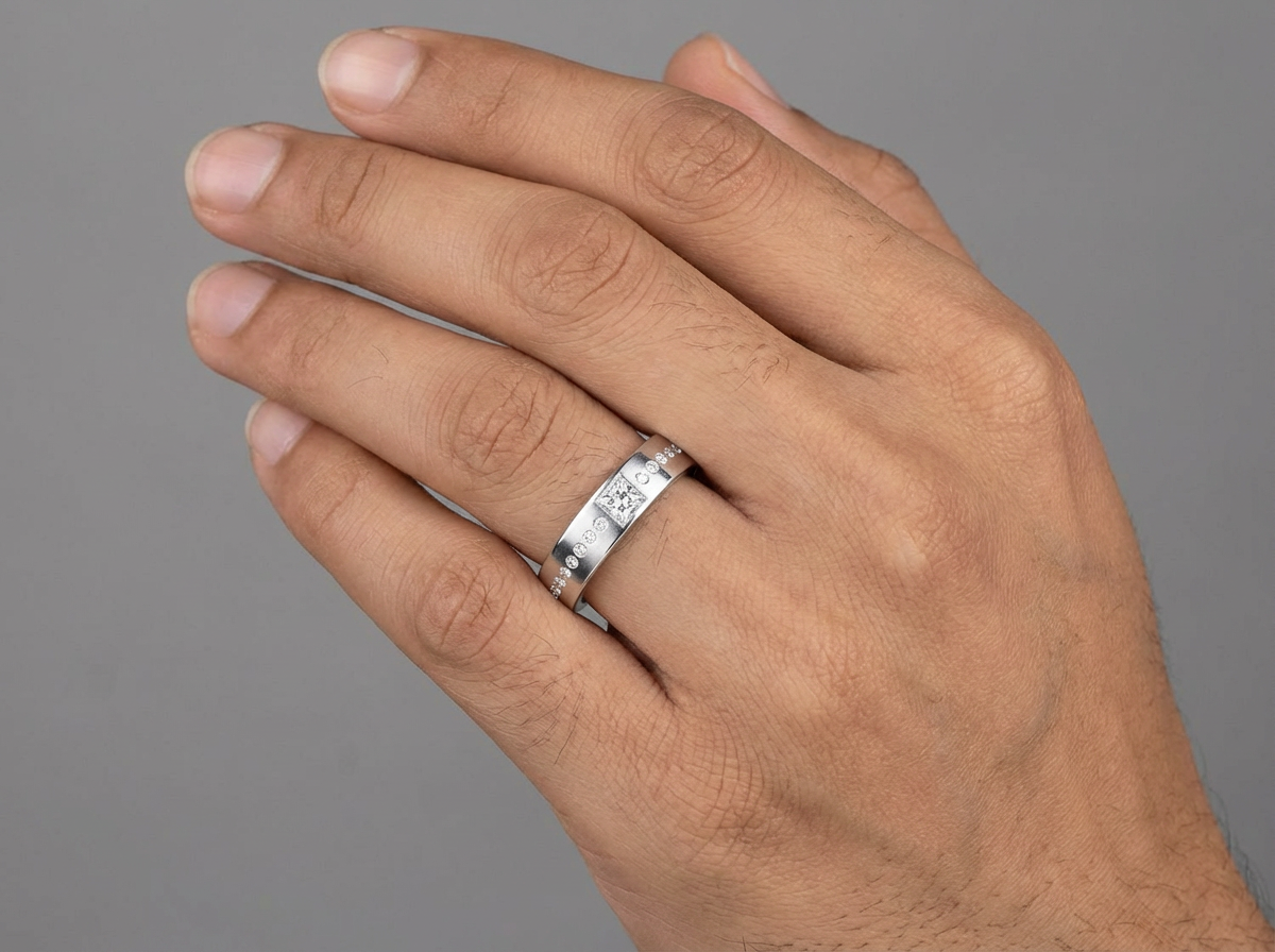 men’s princess cut solitaire diamond wedding ring | classic minimalist setting