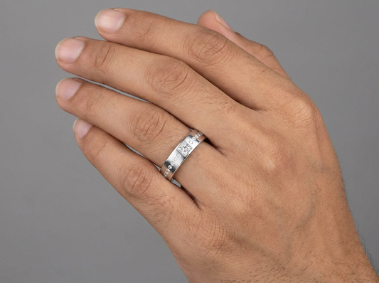 Men’s Princess Cut Solitaire Diamond Wedding Ring | Classic Minimalist Setting