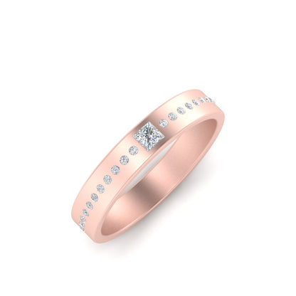 Men’s Princess Cut Solitaire Diamond Wedding Ring | Classic Minimalist Setting