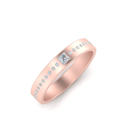Men’s Princess Cut Solitaire Diamond Wedding Ring | Classic Minimalist Setting
