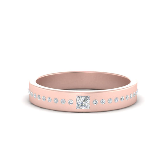Men’s Princess Cut Solitaire Diamond Wedding Ring | Classic Minimalist Setting