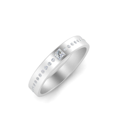 Men’s Princess Cut Solitaire Diamond Wedding Ring | Classic Minimalist Setting