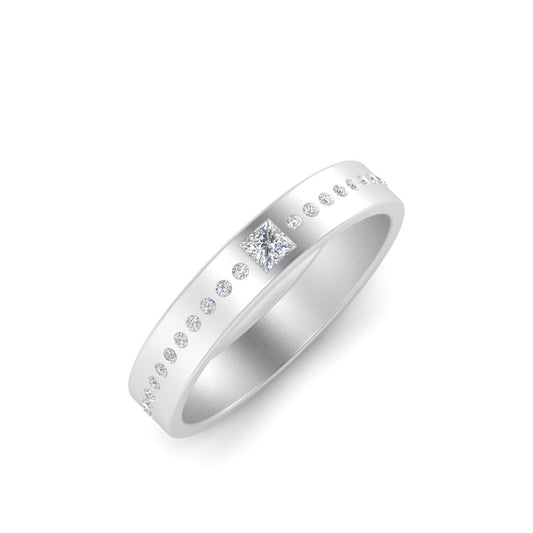 Men’s Princess Cut Solitaire Diamond Wedding Ring | Classic Minimalist Setting