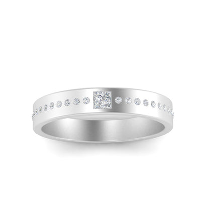 Men’s Princess Cut Solitaire Diamond Wedding Ring | Classic Minimalist Setting