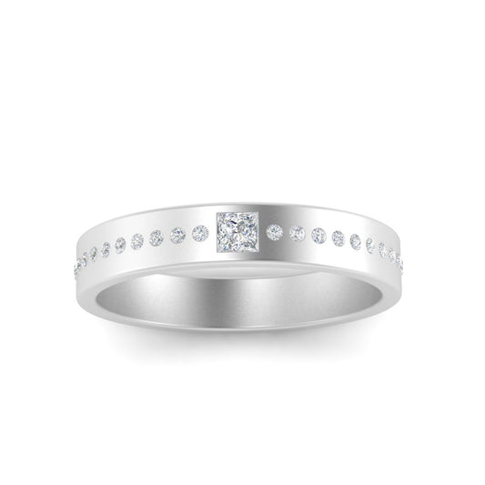 Men’s Princess Cut Solitaire Diamond Wedding Ring | Classic Minimalist Setting