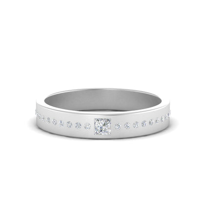 Men’s Princess Cut Solitaire Diamond Wedding Ring | Classic Minimalist Setting