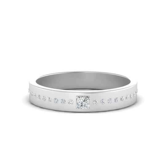 Men’s Princess Cut Solitaire Diamond Wedding Ring | Classic Minimalist Setting