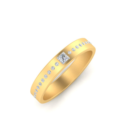 Men’s Princess Cut Solitaire Diamond Wedding Ring | Classic Minimalist Setting